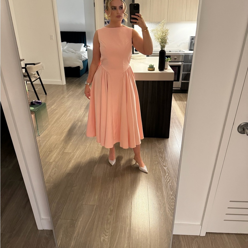 House of CB FLORENTINA Open Back Cocktail Midi Dress Pale Rosette Pink - Picture 4 of 6